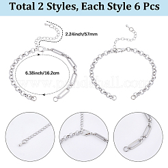 12 stücke 2 arten 304 edelstahl kette armband machen&nbsp;AJEW-BM00003