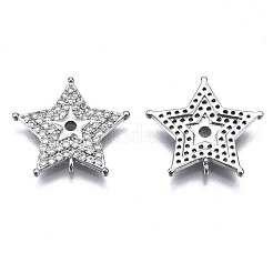 真鍮マイクロパヴェクリアキュービックジルコニアペンダント  スター  プラチナ  18x19x2.5mm  穴：1mm&nbsp;ZIRC-S069-033P