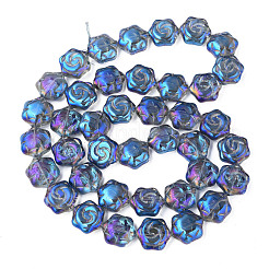 電気メッキガラスビーズセット  ABカラー  花  コーンフラワーブルー  16x14.5x7.5mm  穴：1mm  約40個/連  24.80インチ（63cm）&nbsp;EGLA-N008-018-A02
