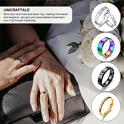 18 anillo de dedo de banda ancha de acero inoxidable de 9 estilos para mujeres y hombres&nbsp;RJEW-UN0002-53BU