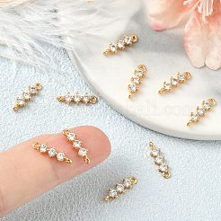 シェグレース 真鍮 パヴェ クリア キュービックジルコニア コネクターチャーム  フラットラウンドいリンク  カドミウムフリーと鉛フリー＆ニッケルフリー  18KGP本金メッキ  13x4x2.5mm  穴：1mm&nbsp;XGRQ7H241-952G