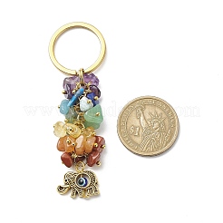 Chakra natürlicher Edelstein-Chip-Perlen-Schlüsselanhänger&nbsp;KEYC-JKC00415-01