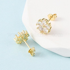 Серьги-гвоздики из латуни с микропаве и кубическим цирконием&nbsp;LS-EJEW-H174-01B-G