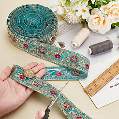 Funkelnde Polyester-Blumenstickereibänder&nbsp;SRIB-WH0011-266C