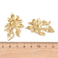 テクスチャ加工された304ステンレススチールペンダント  花のチャーム  ゴールドカラー  42x29.5x5mm  穴：1.8mm&nbsp;STAS-Z177-01G