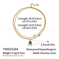 Двухслойные ожерелья с подвеской-капелькой из нержавеющей стали 304 и окрашенного натурального говлита для женщин VH8767