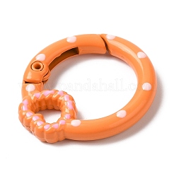スプレー塗装された合金スプリング ゲート リング  ハートと環  ミックスカラー  27x25x4.5mm  内径：17.5x17mm&nbsp;PALLOY-P292-04