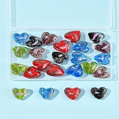 24 шт. 5-х цветные светящиеся бусины ручной работы из золотистого песка в технике лэмпворк FOIL-FS0001-02