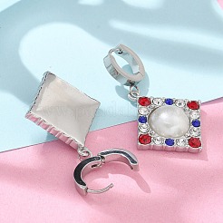 Серьги-кольца в форме ромба из нержавеющей стали 304&nbsp;EJEW-A119-11P