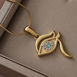 Элегантные подвески-колье из нержавеющей стали 304 с прозрачным стеклянным глазом для женщин.&nbsp;YU0551