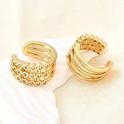 Латунные серьги-манжеты из прозрачного кубического циркония&nbsp;EJEW-F370-38B-G