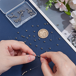 80 шт. круглые бусины из нержавеющей стали 304 с швом STAS-UN0063-62A-P