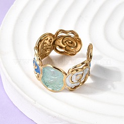 Кольца-манжеты из нержавеющей стали 304 с эмалью&nbsp;RJEW-L335-03B-G