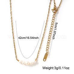 Cinque collane da donna con ciondolo a forma di patata con perle naturali e catena a maglie in acciaio inossidabile 314&nbsp;ZS8257