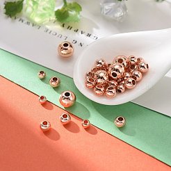 120 pz 3 dimensioni pvd set di perline distanziatrici rotonde in ottone con placcatura sotto vuoto&nbsp;KK-LS0001-11RG