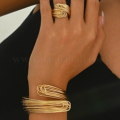 Элегантные латунные многослойные браслеты-манжеты и комплекты колец для банкетов и вечеринок TV3814