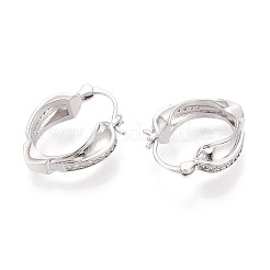 Серьги-кольца в форме сердца с микропаве из кубических цирконий из латуни EJEW-T048-36P