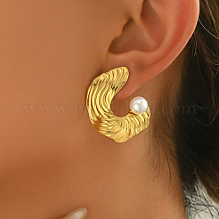 Серьги-гвоздики из нержавеющей стали с текстурированными самородками NW2943