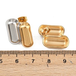 Двухцветные овальные серьги-гвоздики из нержавеющей стали 304 EJEW-P332-01A