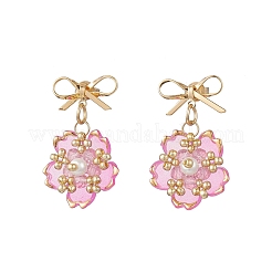 Pendientes colgantes con cuentas de vidrio y flores hechos a mano&nbsp;EJEW-MZ00471