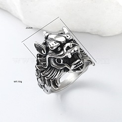 Fingerringe im Punk-Stil aus Edelstahl 304 mit Drachenmotiv für Herren&nbsp;UN0454-2