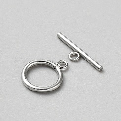 304ステンレススチールトグル留め具  リング  ステンレス鋼色  リング：19x15x2mm  バー：6x13x2mm  穴：2mm&nbsp;STAS-WH0017-075P