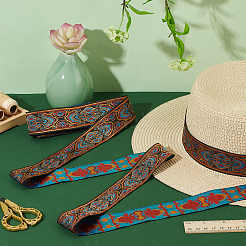 Жаккардовые ленты из полиэстера и цветов в этническом стиле длиной 7 м.&nbsp;OCOR-WH0091-72B-01