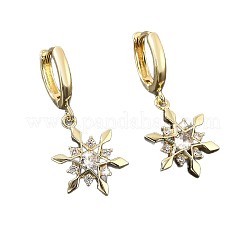 Boucles d'oreilles créoles pendantes en laiton serties de micro-pavés de zirconiums cubiques&nbsp;WGD9903-01