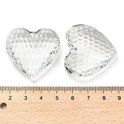 ガラスチャーム  多面カット  ハート  透明  34x35x13mm  穴：1.6mm&nbsp;GLAA-P064-01A