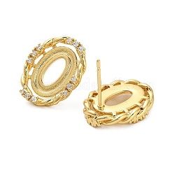 Овальные латунные микропаве прозрачные кубические циркониевые серьги-гвоздики с фурнитурой KK-D102-02G