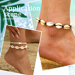 4шт 2-цветный браслет из натуральных ракушек и синтетической бирюзы с плетением из бусин для женщин BJEW-PA0001-01