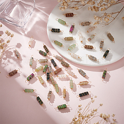 48 шт. подвески-соединители в виде колонн из латуни с натуральными смешанными драгоценными камнями 8 цветов&nbsp;PALLOY-HY00042