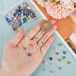 120шт. 4 набора стеклянных бусин миллефиори ручной работы LAMP-GO0001-14