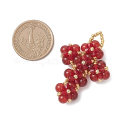 Подвески-крестики из натурального сердолика и стеклянного бисера&nbsp;PALLOY-MZ01151-01