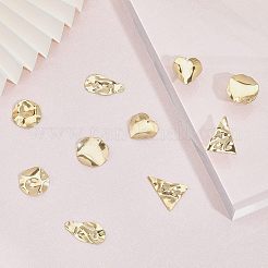 30個 5スタイル 304ステンレススチールペンダント  トライアングル＆ハート＆フラットラウンド  18KGP本金メッキ  21.5~30x17~24x0.5~1mm  穴：1.2~1.6mm  6個/スタイル&nbsp;STAS-CA0001-69G