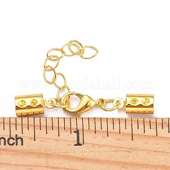 真鍮アジャスターチェーン  調整可能  合金製カニカン付き  ゴールドカラー  35x11mm  穴：4mm  テールチェーン：約40×長&nbsp;KK-E179-G