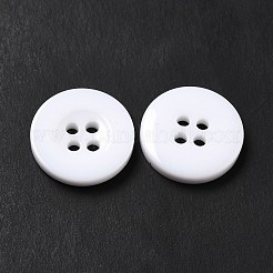 樹脂ボタン  染め  フラットラウンド  ホワイト  16x3mm&nbsp;RESI-D033-16mm-01