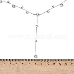 304 нержавеющая сталь pave прозрачный кубический цирконий плоская круглая цепочка y ожерелья&nbsp;LS-NJEW-Z088-01P