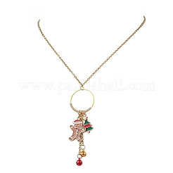 Рождественский сплав эмалированный пряничный человечек кулон ожерелье и серьги-подвески комплект SJEW-JS01343