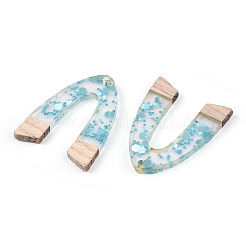 Подвески из прозрачной смолы и белого дерева RESI-N039-53