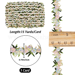 15 ярд цветочной полиэфирной кружевной ленты с вышивкой OCOR-WH0070-77B