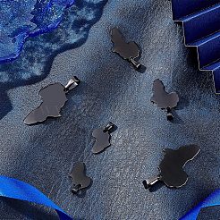 6個3スタイル304ステンレススチールペンダント  地図の形  ガンメタ色  18~34x14~26x1~2mm  2個/スタイル&nbsp;STAS-UN0037-83