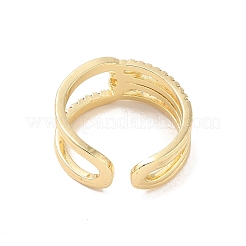 Открытые манжеты из латуни с микропаве кубический цирконий RJEW-R146-05G