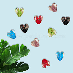 30 шт. 5-х цветные светящиеся бусины ручной работы из золотистого песка в технике лэмпворк FOIL-PA0001-03