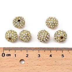 合金ラインストーンビーズ  グレードA  ラウンド  ゴールデンの金属色  クリスタル  10mm&nbsp;X-RB-A034-10mm-A01G