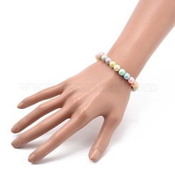 7шт 7 цвета ярких акриловых круглых браслетов из бисера стрейч набор&nbsp;BJEW-JB08928