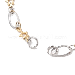 Изготовление браслета-цепочки из двухцветной нержавеющей стали 304 с овальными и звездообразными звеньями&nbsp;AJEW-JB01486