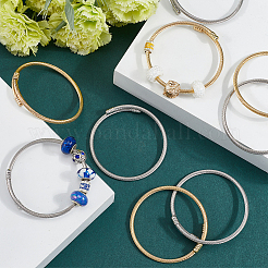 20 шт. 2-х цветные браслеты-манжеты из нержавеющей стали с витыми кольцами BJEW-SC0001-33