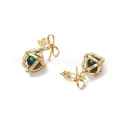 Pendientes colgantes con lazo de ojo de tigre natural&nbsp;EJEW-MZ00348-02