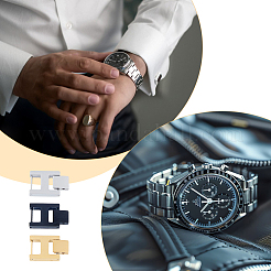 3 шт. 3-х цветные прямоугольные застежки для часов из нержавеющей стали&nbsp;STAS-FH0002-27C